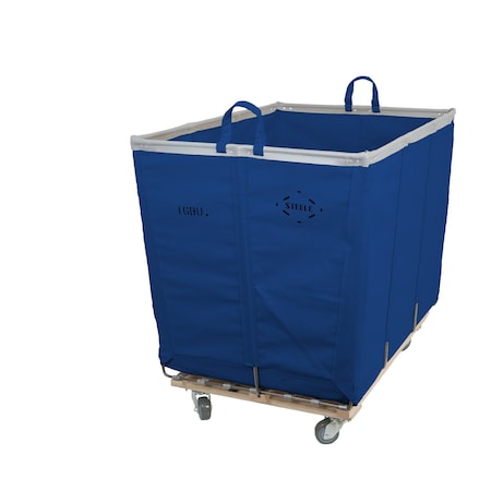 Steele Canvas Basket 16 BU Permanent Truck Blue Vinyl w/Grey Vinyl - 4in Casters Diamond Mount 9416VBLUVGRYW4